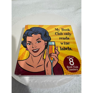 Book Club Coasters Set of 8 unique designs laminated sturdy paperboard